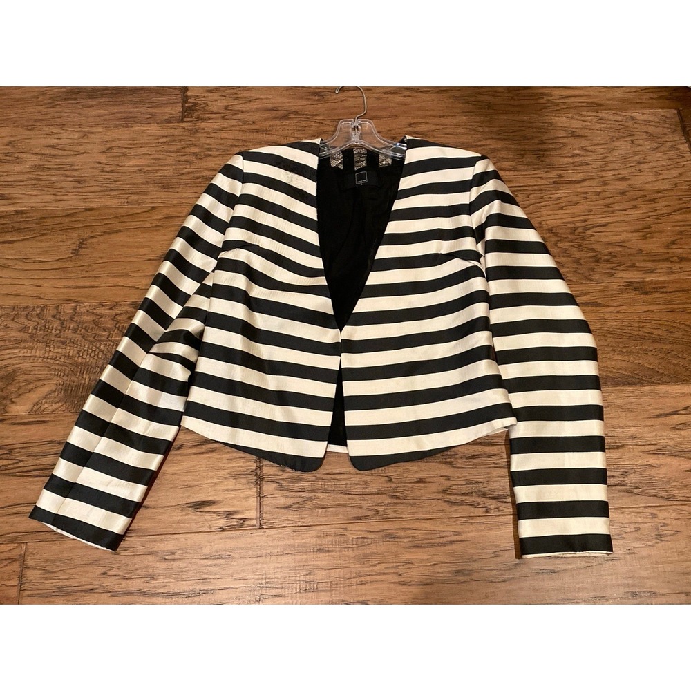 Dolce Vita Womens Black‎ Light Gold Striped Jacket Blazer Size Small Lace